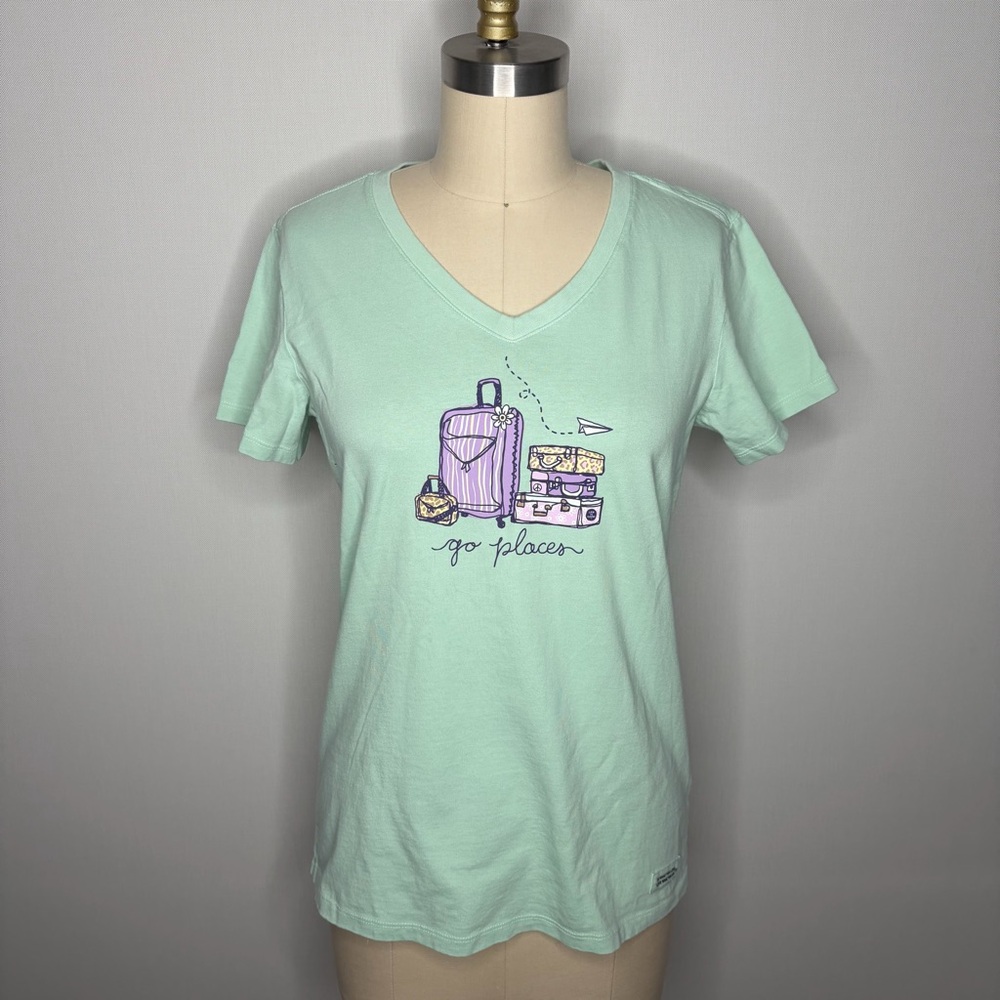Life Is Good Go Places Graphic V-Neck Shirt